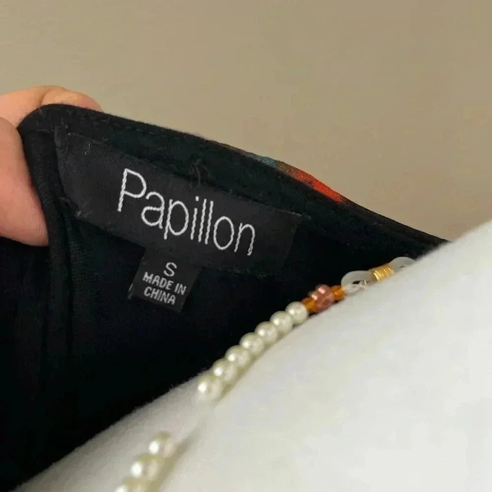 ❤️2/$50❤️[S]Papillon Black Jersey Tank Tunic Dress with Watercolor Print Overlay - Picture 8 of 11